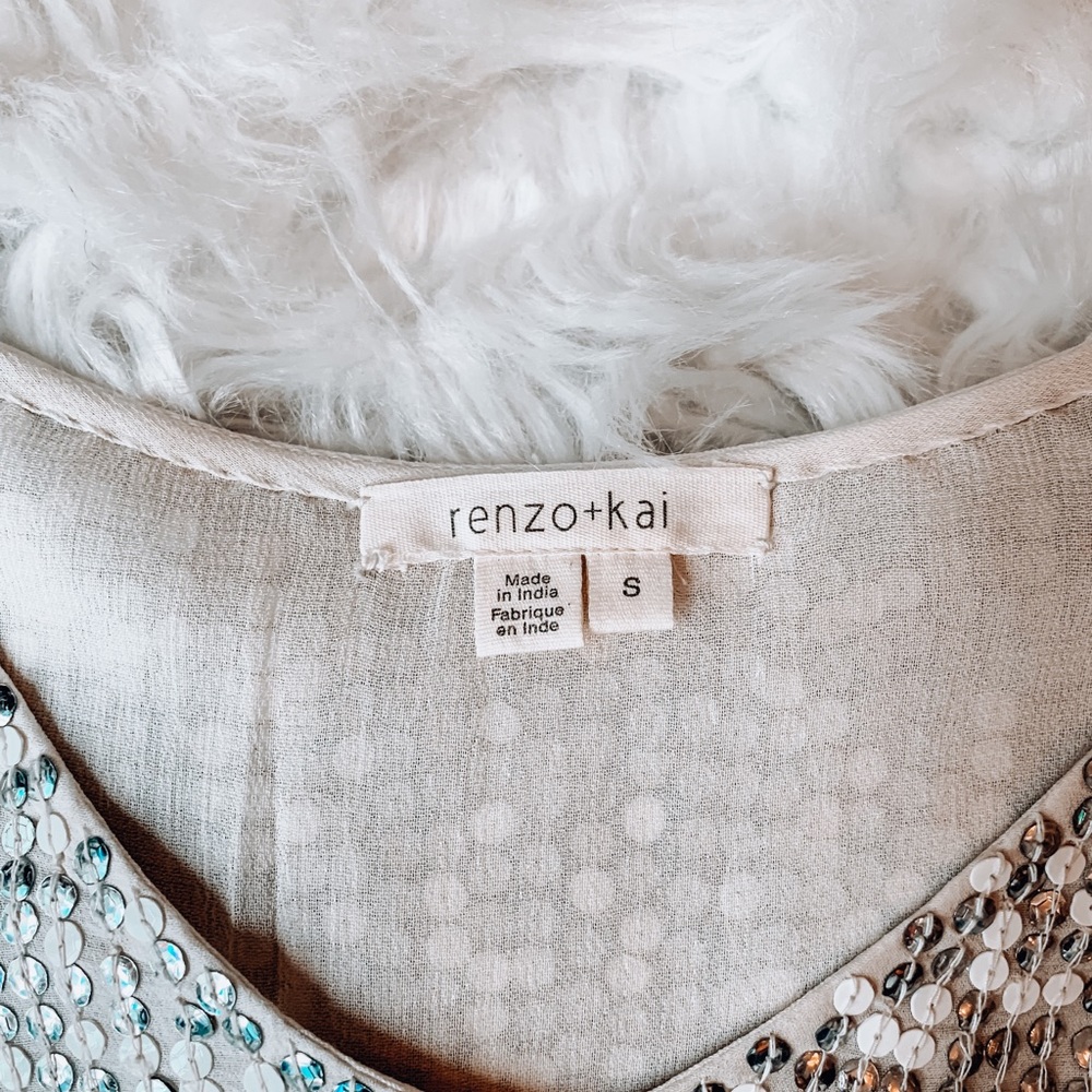 Renzo + Kai Gorgeous silver and white sequined tunic.
